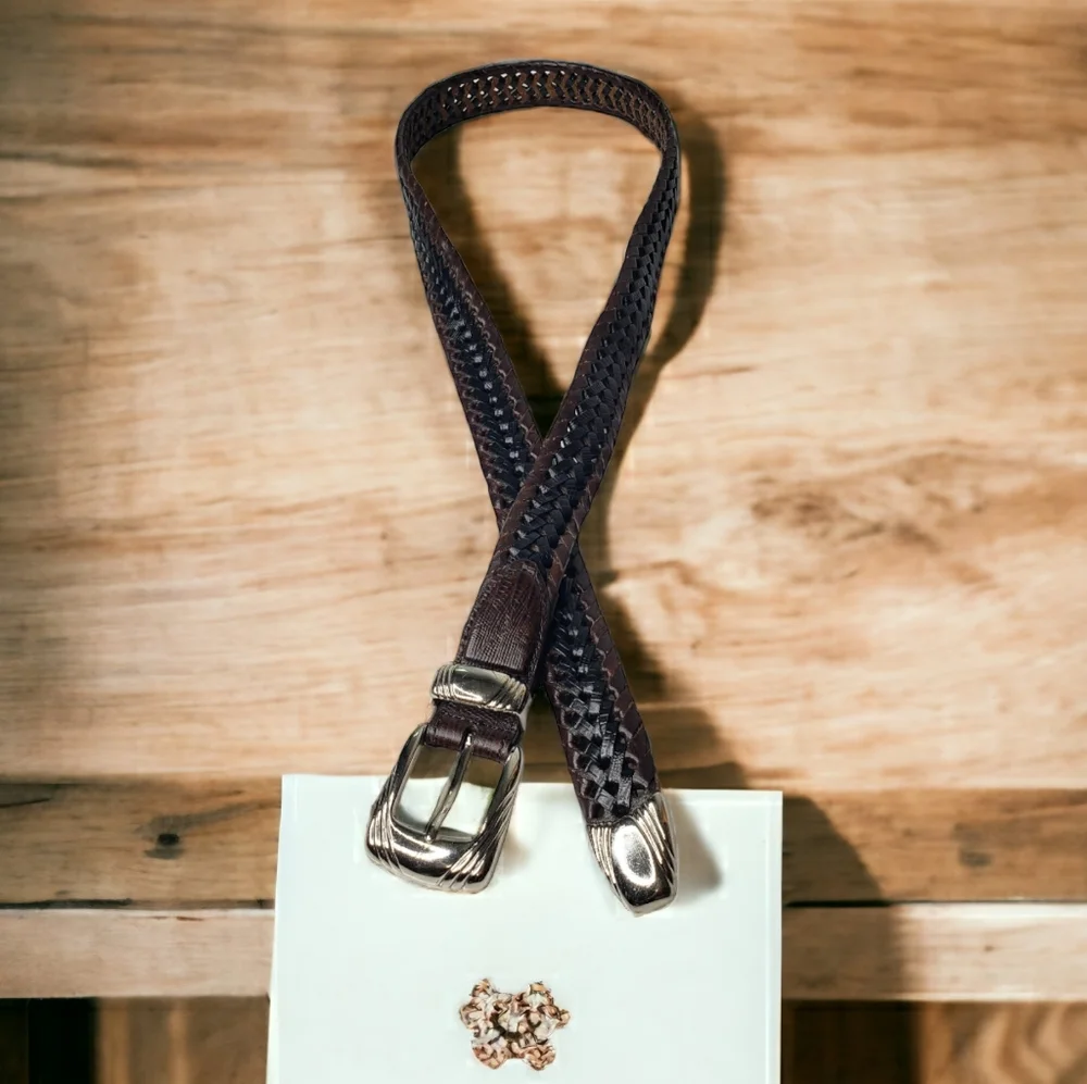 Arden Leather Co. Western Southwest Metalic Buckle End Rodeo Leather Braided Blt